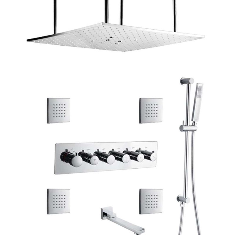 Aversa Phone Controlled Thermostatic Rainfall Waterfall Shower System, Chrome Polished