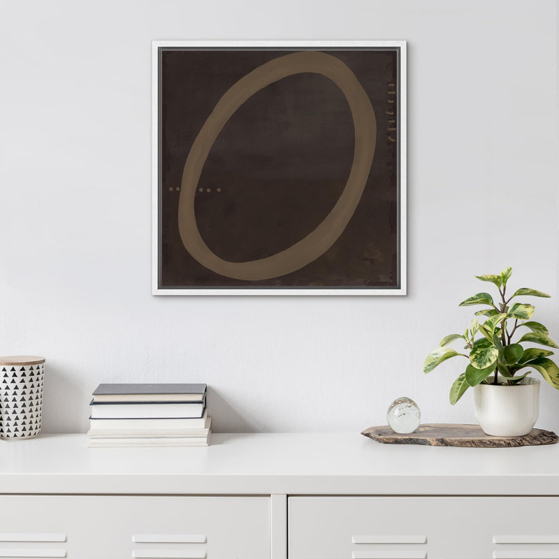 «Geometric Brown Tan Square Circle», reproduction sur toile flottante, H 16 po x l 16 po x P 1,5 po, Cadre blanc