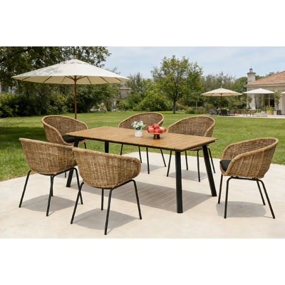 Outdoor Wicker Rattan Bucket Chair with Cushion (Set of 2)