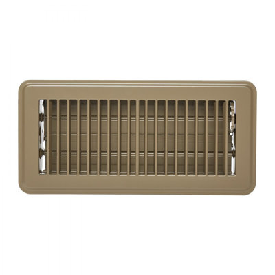 Grilles de ventilation au sol 4 x 10 pouces, paquet de 6, grilles de ventilation robustes en fer pour systèmes de chauffage, ventilation et climatisation, déflecteur d'air antirouille facilement réglable avec clapet métallique, brun, idéal pour la maison et le bureau