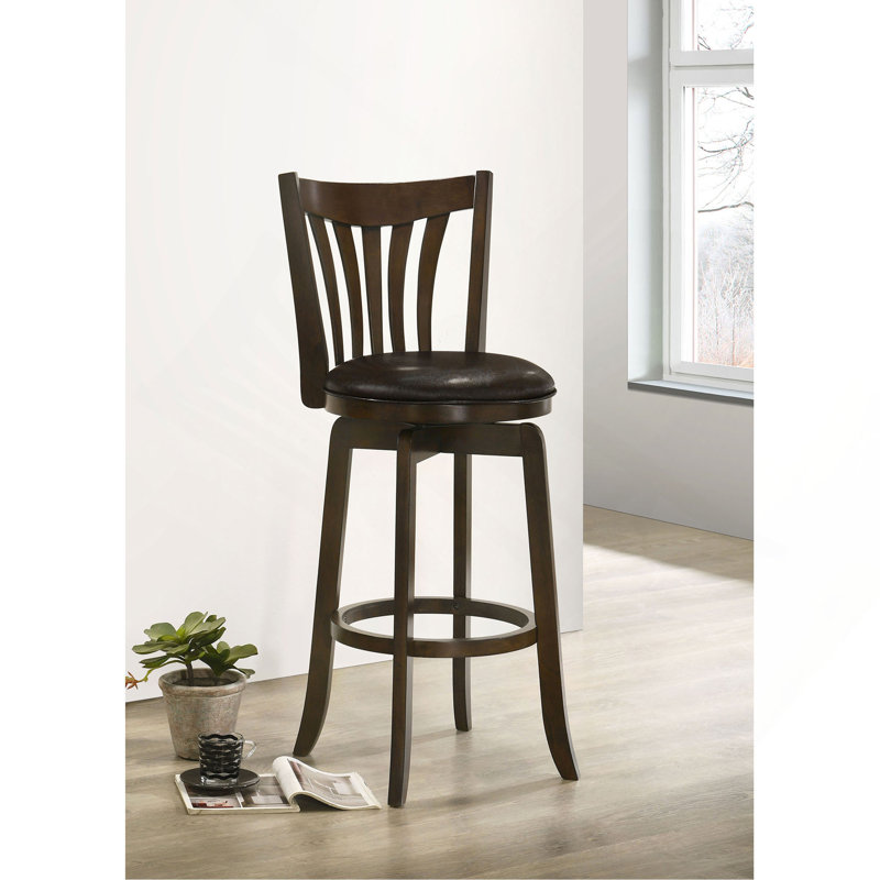 Chaise de bar pivotante en cerisier foncé