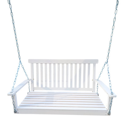 Banc de balancelle d'extérieur 1 unité, balançoire suspendue en bois de sapin massif - pour porche / cour arrière / véranda, chaînes galvanisées résistantes à la rouille, accoudoirs, vernis résistant aux intempéries, facile à assembler