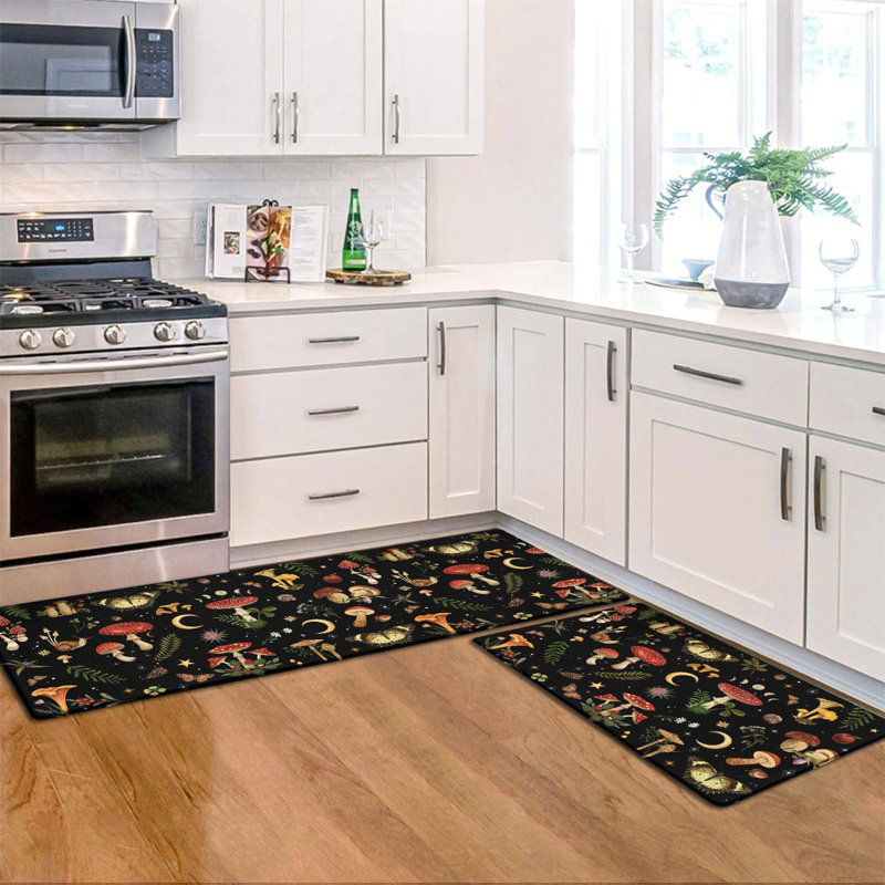 Mushroom Kitchen Mat Set of 2, Cushioned Anti-Fatigue Memory Foam