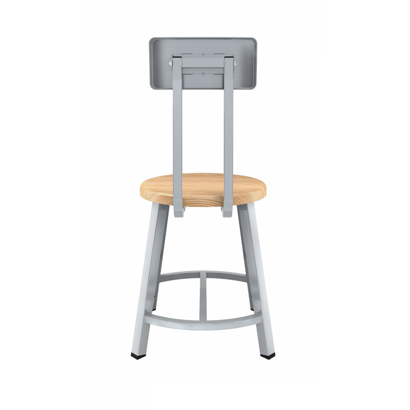 Fixed Height Industrial/Shop Stool with Backrest, 18" H