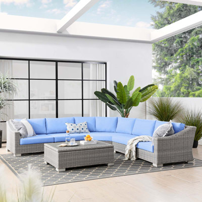 Ensemble de canapé modulaire en rotin 6 pièces Conway