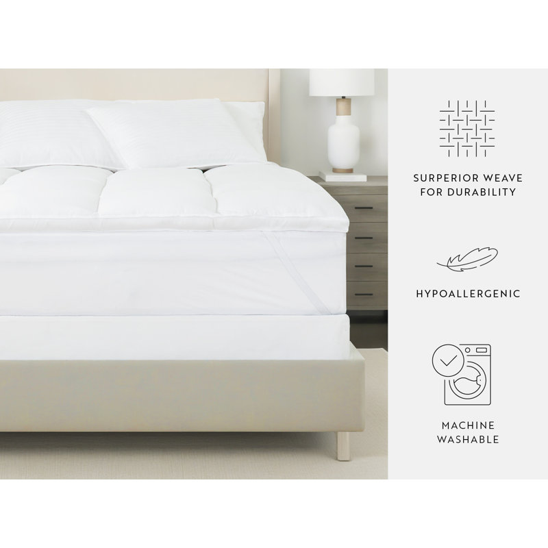 King White Down Alternative Pillow Top Mattress Pad
