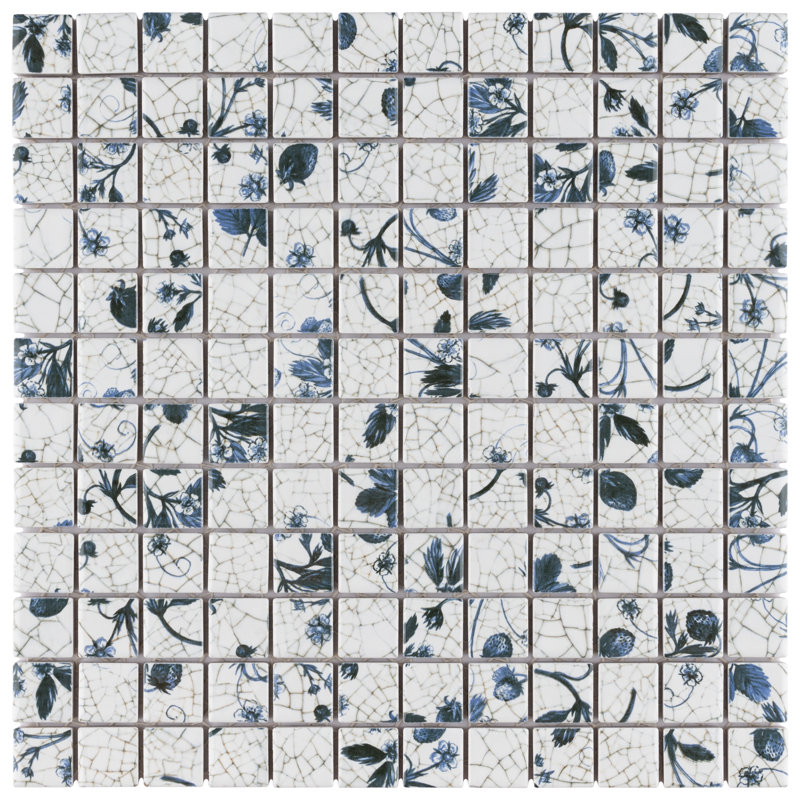 Strawberry Fields 0.9" x 0.9" Porcelain Grid Mosaic Wall & Floor Tile