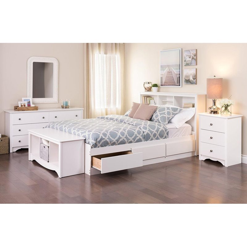 Sonoma Traditional Tall Nightstand Side Table With 3 Drawers, Functional Tall 3-Drawer Bedside Table, White