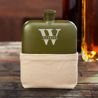 Lavande nom de famille Foster & Rye® personnalisé flasque vert armée mat