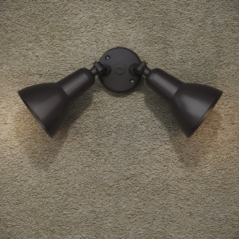 2 - Head Hardwired Outdoor Security Flood Light, Powder Coated Bronze