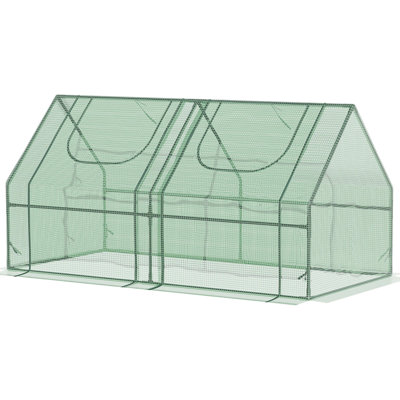 Serre portative 6 pi x 3 pi, avec structure en acier, 2 housses en PE / plastique, fenêtres à enroulement, idéale pour le jardin, double serre pour la protection des plantes, construit, couvre et facilite la croissance,