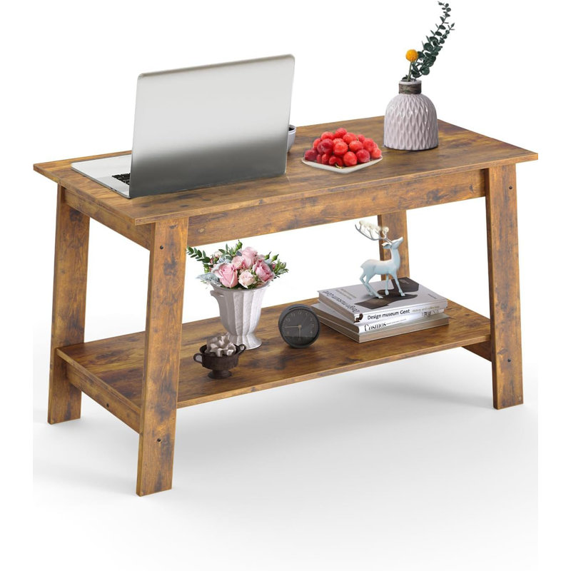 31.5 Inch Coffee Table with 2-Tier Storage, Modern Industrial Rectangular Living Room Table, Compact MDF & Particle Board Build, Durable & Easy Assembly, Ideal for Apartments & Offices