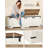 59" Storage Chest, Extra Large Storage Trunk with 2 Safety Hinges, Farmhouse Wooden Box Bench, Lift-Top Organizer Chest, Entryway Trunk for Bedroom, Living Room, White and Brown-1751828934
