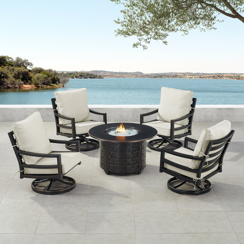 Ferrey 4 - Person Patio Conversation Set with Cushions, Light Gray