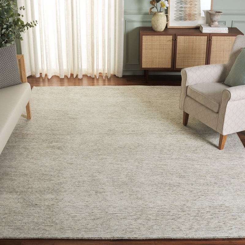 Ebony Hand Tufted Wool Cotton Rug in Ivory, Rectangle 8' x 10'
