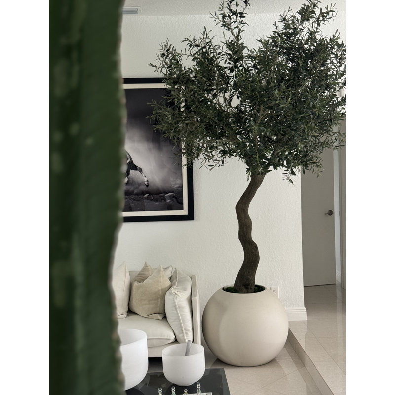 Artificial Olive Tree 30? Globe Planter, Beige
