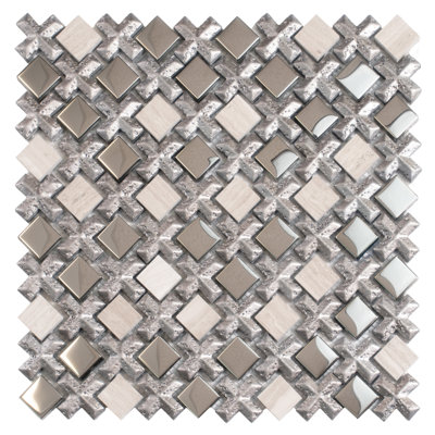 11" x 11" Glass Grid Mosaic Wall Tile