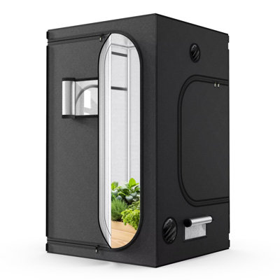 Tente de culture hydroponique résistante à l'eau, plateau de sol amovible et sac à outils, avec fenêtre d'observation, pour la plantation de semis à l'intérieur d'iPower, fleur, noir
