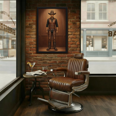 Fashion Cowboy Outfit Wooden Background Standing Figure