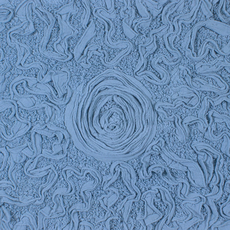 Tapis 100% coton lavable à la machine de la collection Bell Flower (ensemble de 2), Bleu ciel