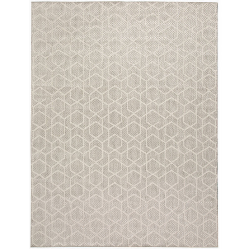 Reidy Modern Indoor/Outdoor Rug, Rectangle 9' x 12', Gray