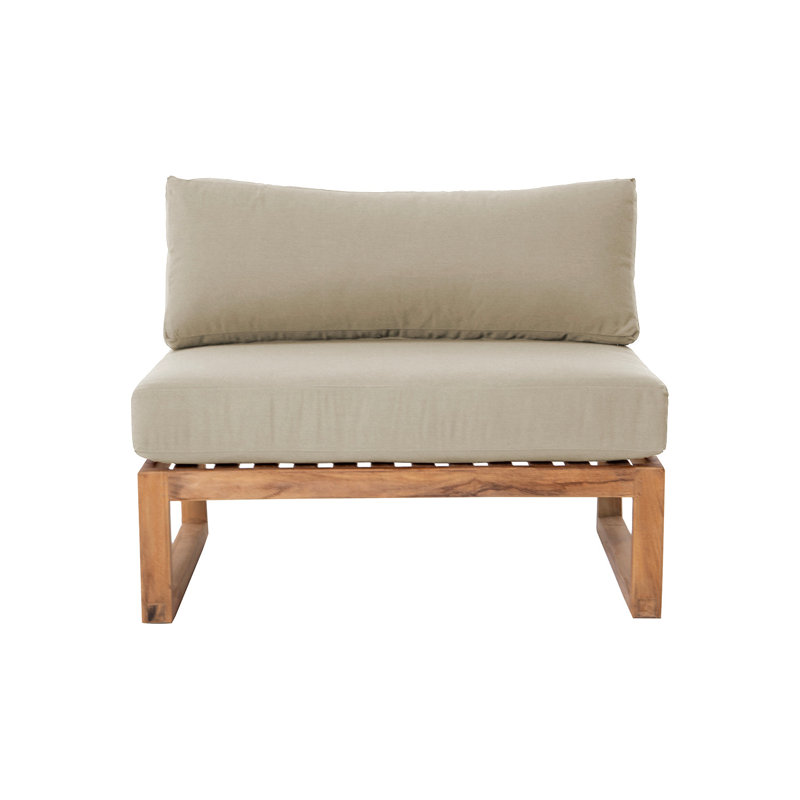 Venice Outdoor Teak Armless Lounge Chair, Antique Beige