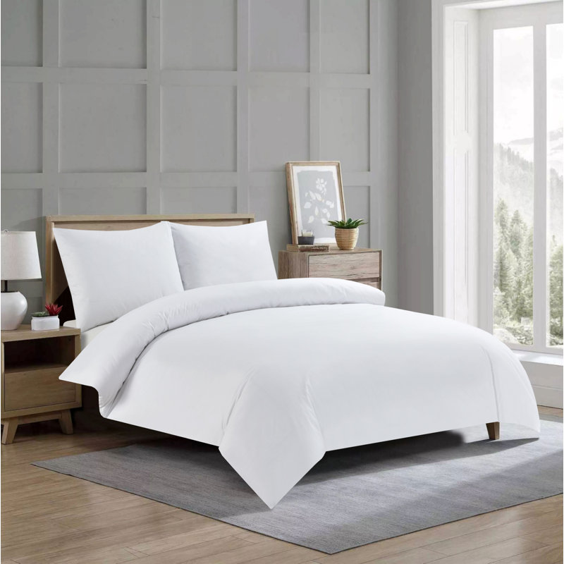 Violet Linen Percale Solid Pattern, Luxury Ultra Soft and Breathable 200 Thread-Count Cotton Percale, White, Twin 39-inch, , Bedding Duvet Cover Set Percale Solid Pattern