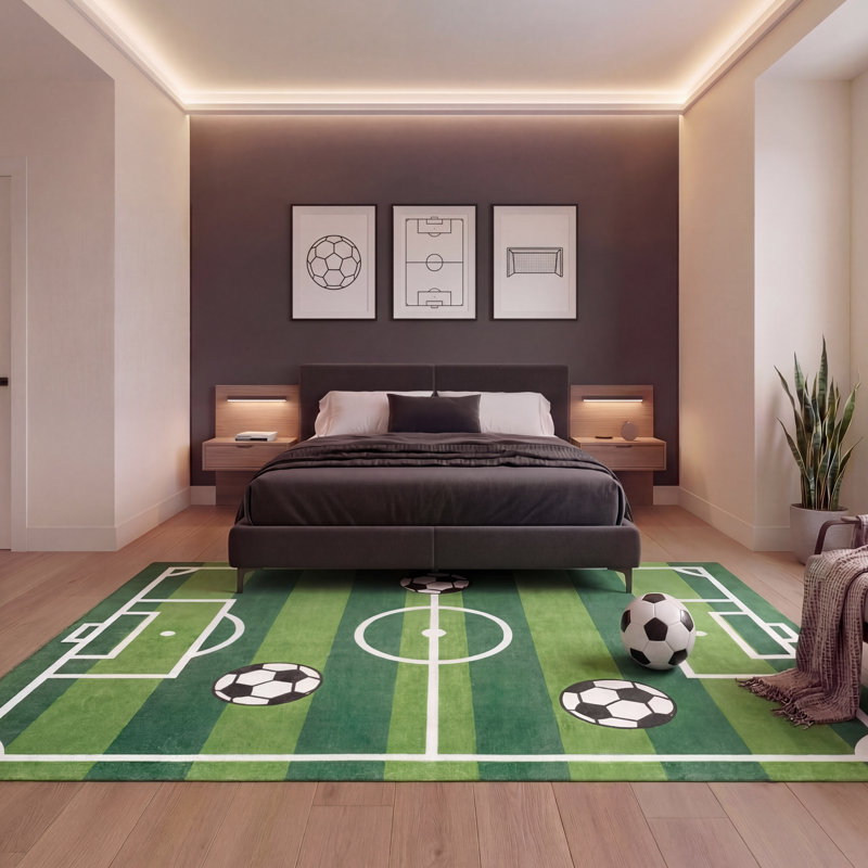 Tapis lavable à la machine Finley, Vert / multicolore, 7 pi 8 po x 10 pi