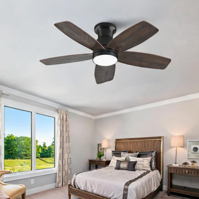 Solid Wood Ceiling Fan for Bedroom, 32 in, with Remote Operation, LED Illumination, Timer Settings