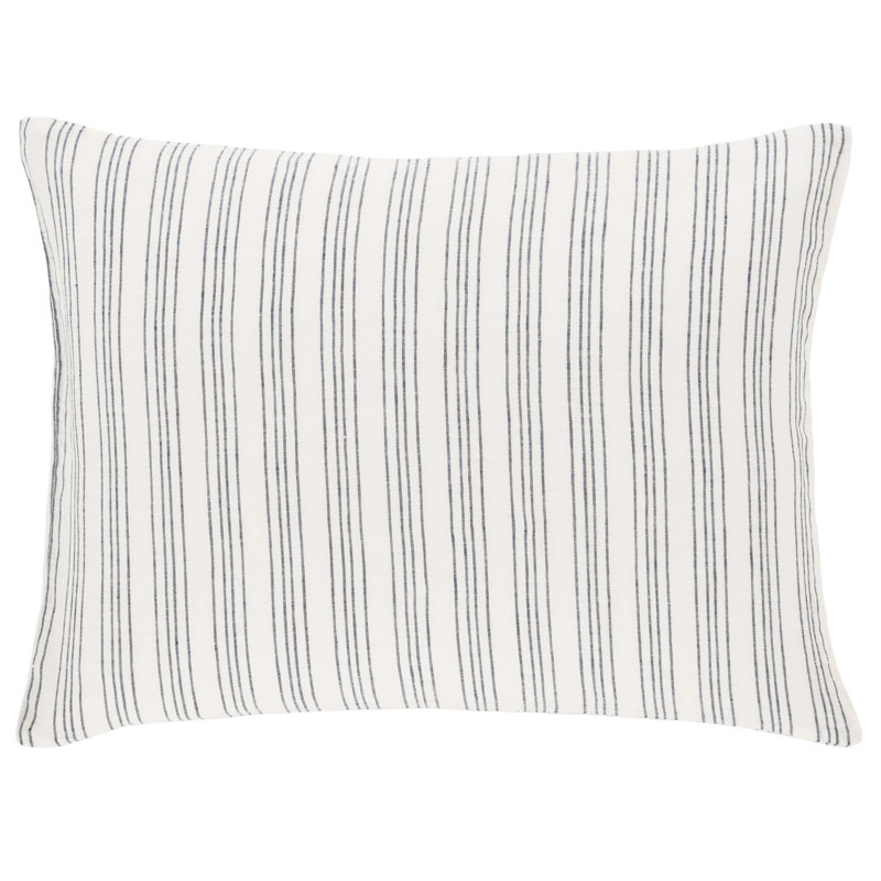 Lush Linen Stripe Sham, Standard/Twin, Slate Blue