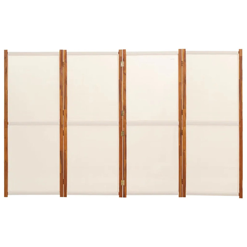 Metts 457.2cm H Solid Wood Folding Room Divider, 180cm H x 280cm W, 4, Cream White
