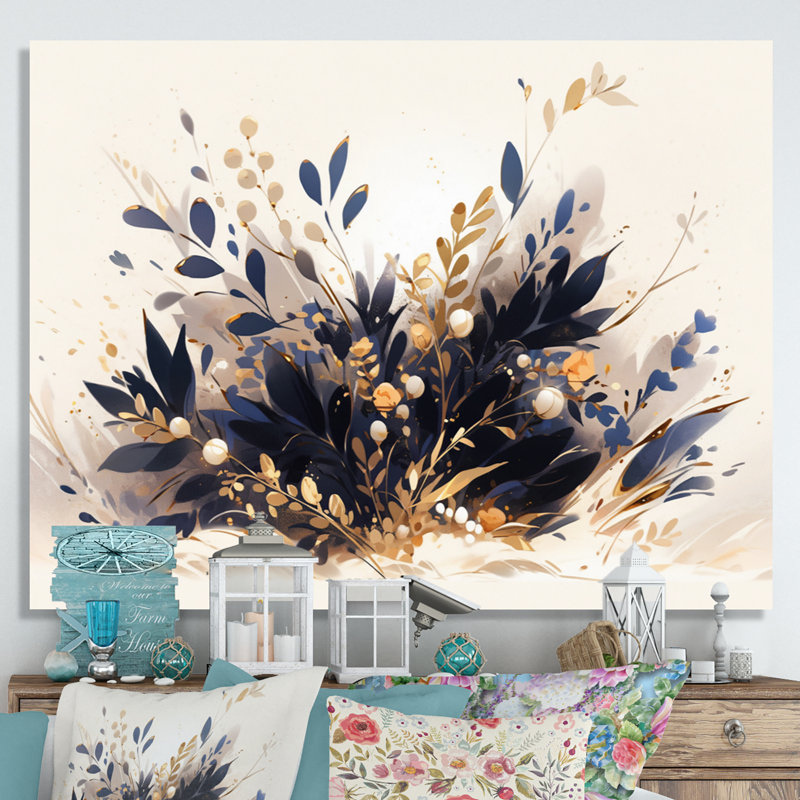«Blue Gold Herbs Garden I» sur toile, H 24 po x l 32 po x P 1 po, Toile tendue
