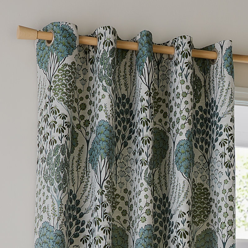 Ophelia Room Darkening Curtain Panel Pair, 229cm Width x 229cm Drop, Green