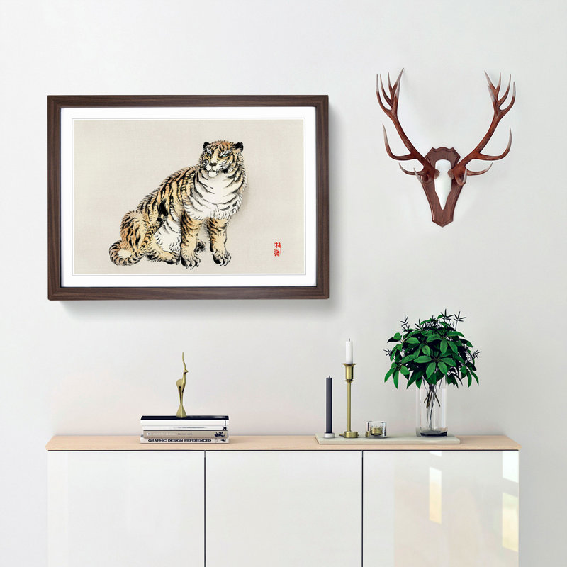 Tiger by Kono Bairei - Picture Frame Painting Print, Walnut, 50cm H x 76cm W x 2cm D