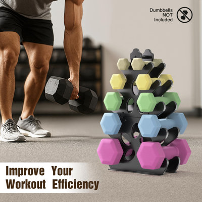 5-Tier A-Frame Dumbbell Rack For 3-30 Lbs Weights, Heavy-Duty Silicone Lined Weight Stand For Home Gym Organization (Dumbbells Not Included)