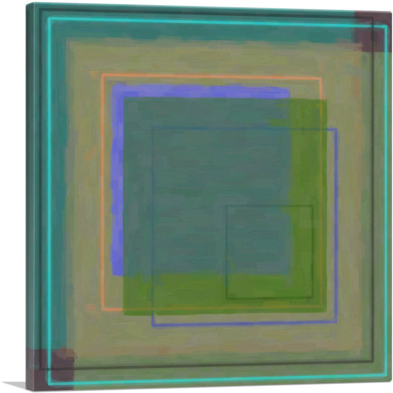 «Mid-Century Modern Muddy Windows Green», reproduction d'art sur toile tendue, H 12 po x l 12 po x P 0,75 po