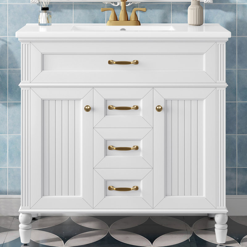 Meuble-lavabo 36 po avec comptoir en céramique, Blanc