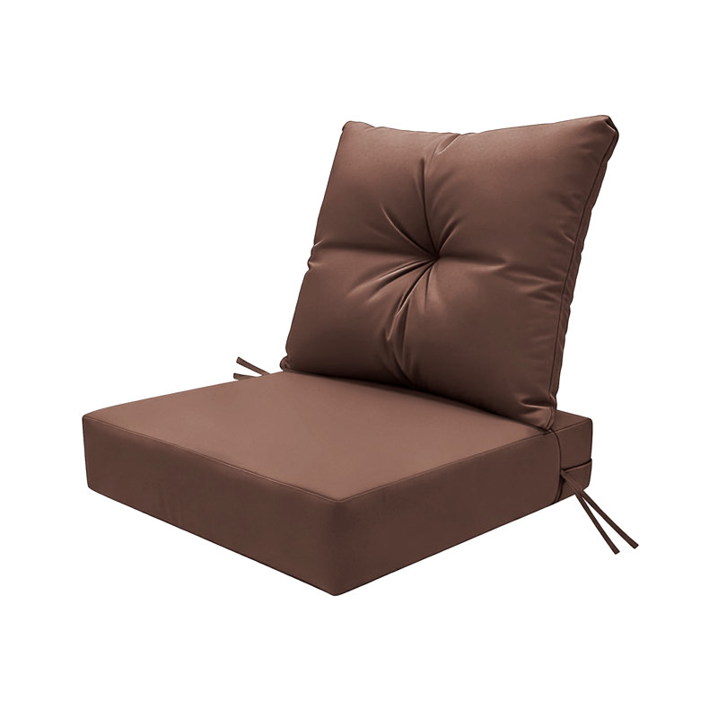 Outdoor Seat Cushion Set  24"W X 24"D X 5"T Waterproof & Fade Resistant Patio Furniture Cushions With Removable Zipper Cover, High-Resilience Foam For Chair Sofa Couch,Brown