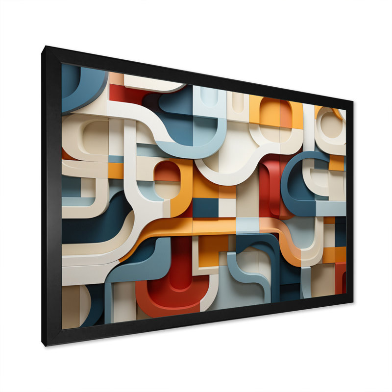Geometric Snake Serpentine Grace IV - Abstract Spirals Canvas Wall Art, Cadre simple noir, H 12 po x l 20 po x P 1 po