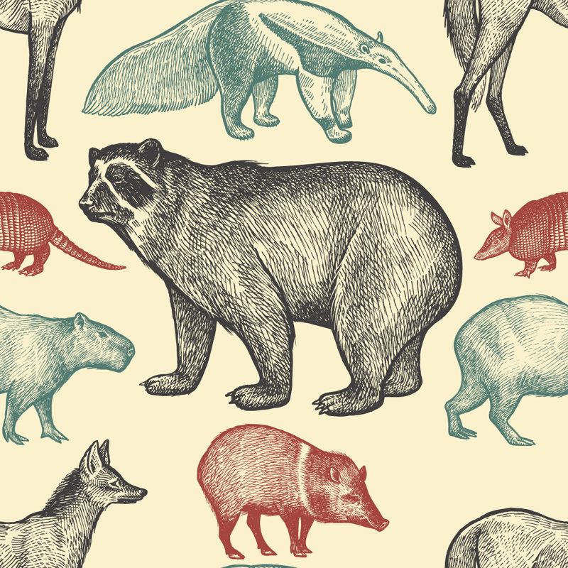 Exotic Animals Wallpaper Tile