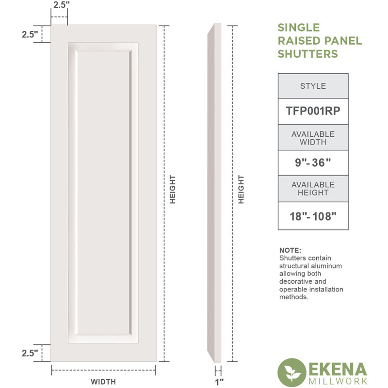 Volets à panneau simple en PVC TrueFit, l 14 po x H 95 po (par paire - quincaillerie non incluse) non fini