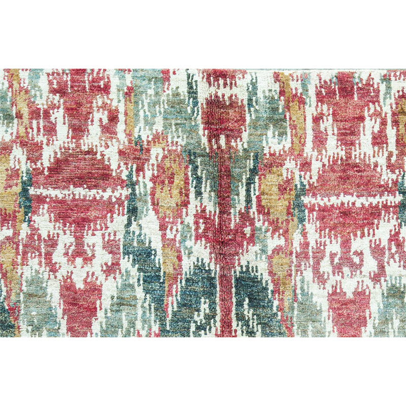 Hand-Knotted High-Quality Red and Green Area Rug