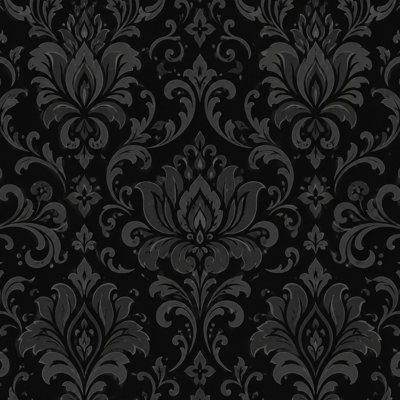 Papier peint auto-adhésif à motif décoratif damassé à motif floral damassé rétro noir décoratif auto-adhésif pour armoires de cuisine de chambre à coucher 17,7 po x 118 po