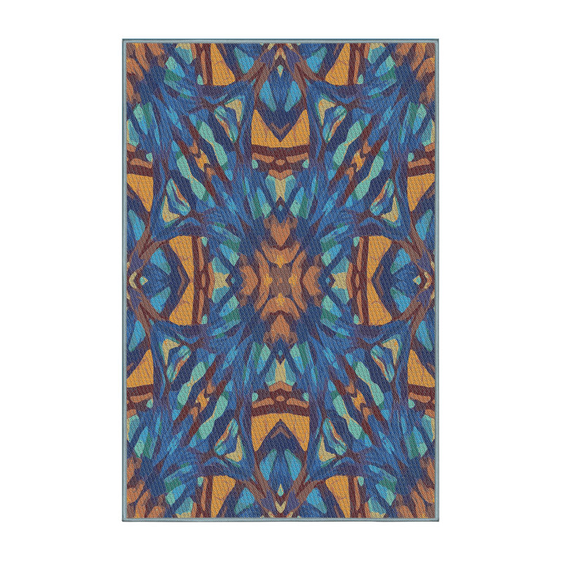 Tapis bleu tissé à la machine, Rectangle 3 pi x 5 pi