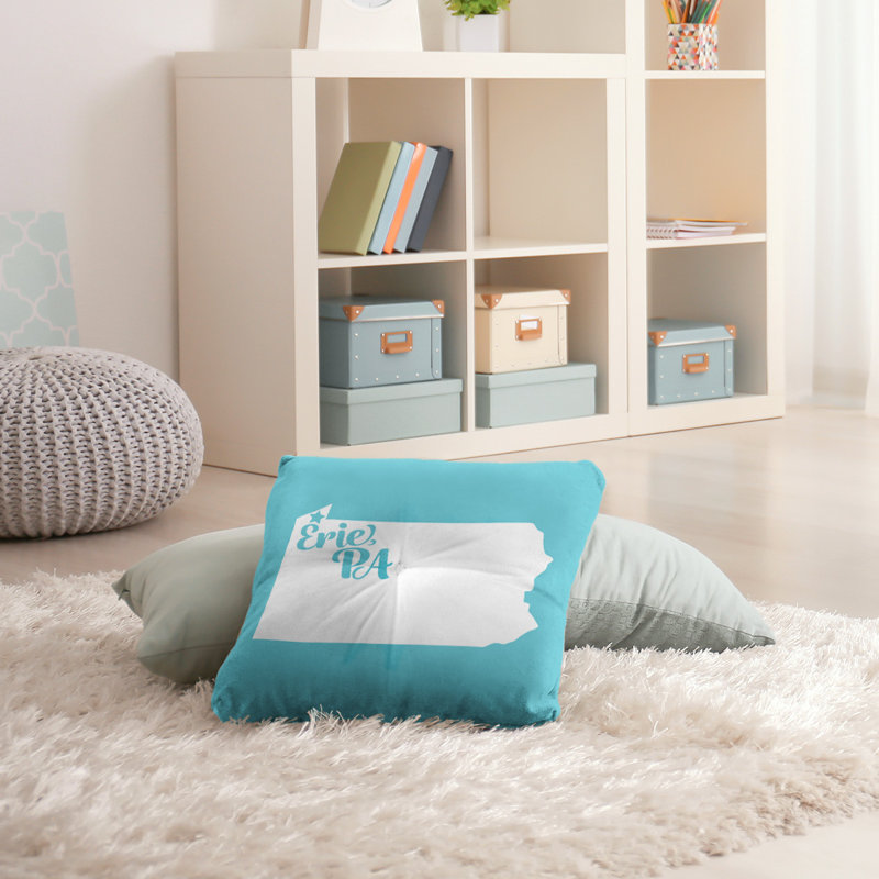 Coussin de plancher touffeté, 26 po x 26 po, Bleu sarcelle, Érié