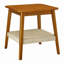 Table d'appoint de style Mid-Century de 23 po avec tablette tissée, table d'appoint Boho avec rangement, tables de chevet, petite table d'appoint pour canapé de salon, bureau à domicile