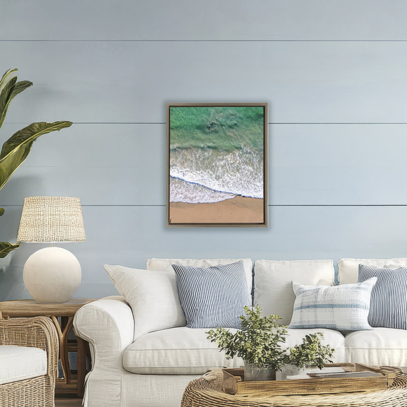 Cadre flottant Crisscross Shore Waves, design par Jeff Poe, Cadre flottant orme Montalcino, H 31 po x l 25 po