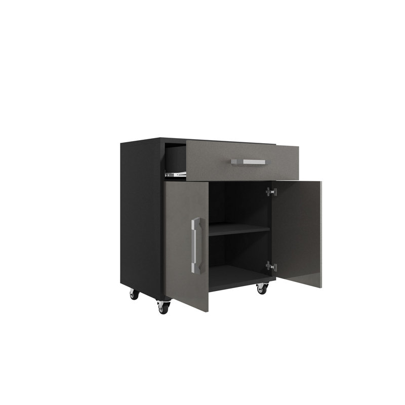 Aseem 2 Piece Single Storage Cabinet ( 36.22'' H x 59.84'' W x 19.69'' D), Matte Black/Gray