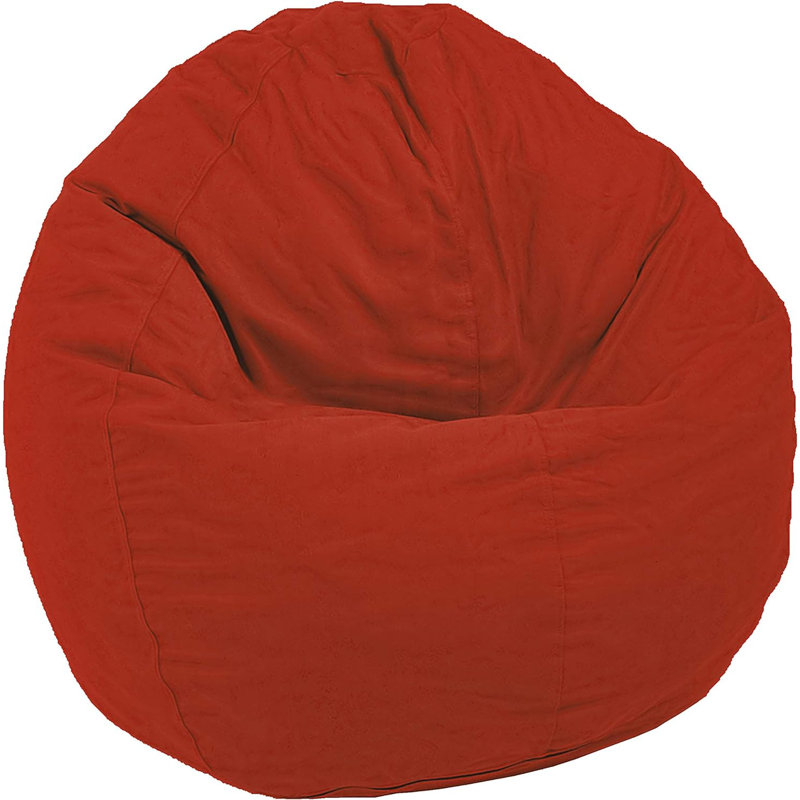 Comfy Cotton Bean Bag Chair | Filled w/Polystyrene Beads & CertiPUR Foam | Perfect for Adults, Teens & Kids, Red Cotton Blend