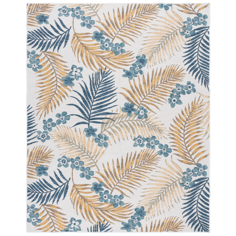 Tapis d'intérieur / extérieur à motif floral Édredon, Rectangle 8 pi x 10 pi